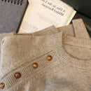 Unique Women Skew Shoulder Gold Button Sweater