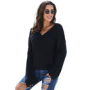 Pullovers Female Lead Long Sleeve Pure Color  Loose