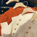 Unique Women Skew Shoulder Gold Button Sweater