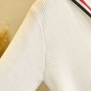 White Sweater Cropped Preppy Top Jacket