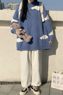 Warm Preppy Sweet Loose Crewneck Sweater