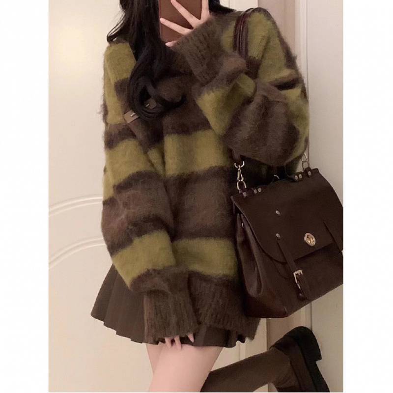 Women's Winter Preppy Style Vintage Stripe Sweater