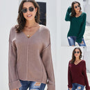 Pullovers Female Lead Long Sleeve Pure Color  Loose