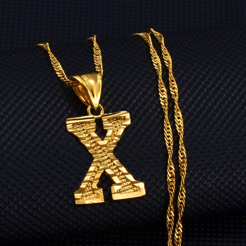 A–Z Initial Pendant Necklace – Gold Thin Chain
