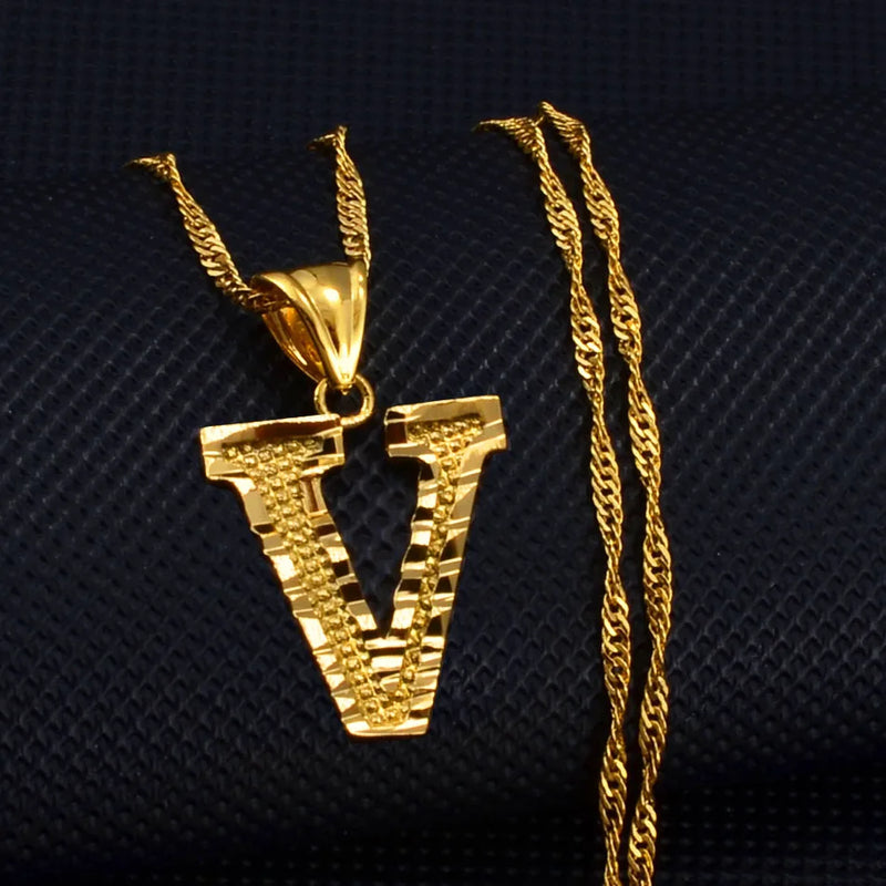 A–Z Initial Pendant Necklace – Gold Thin Chain