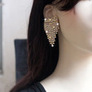 Crystal Heart Rhinestone Tassel Earrings – Elegant Drop Dangles