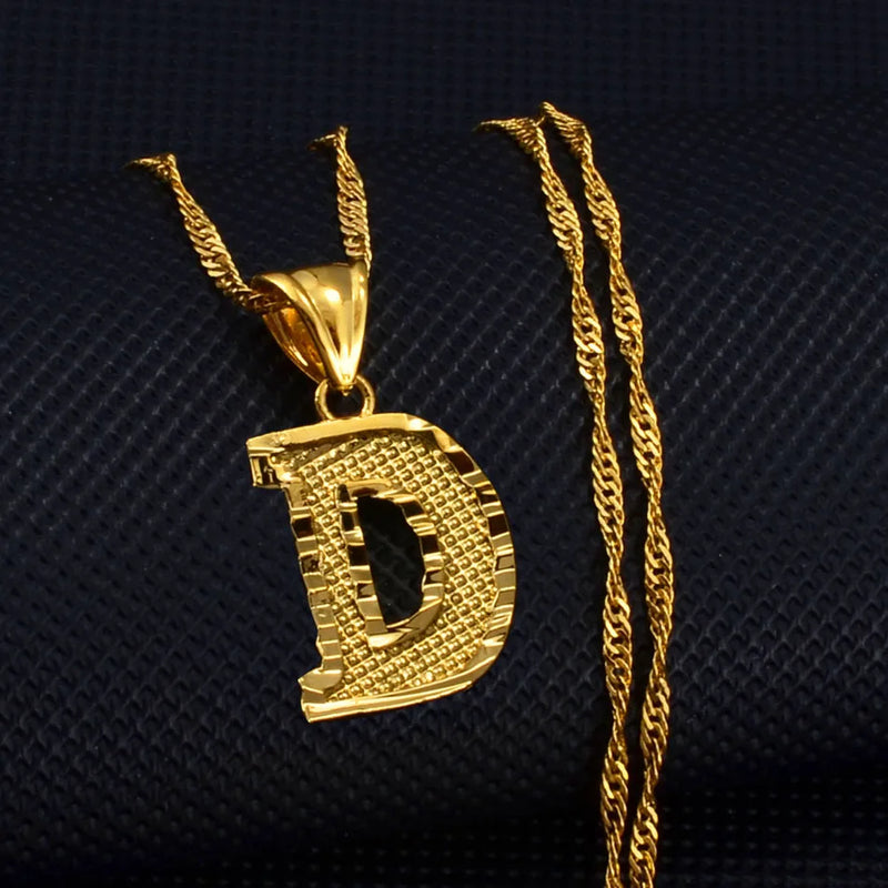 A–Z Initial Pendant Necklace – Gold Thin Chain