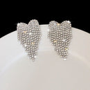 Crystal Heart Rhinestone Tassel Earrings – Elegant Drop Dangles