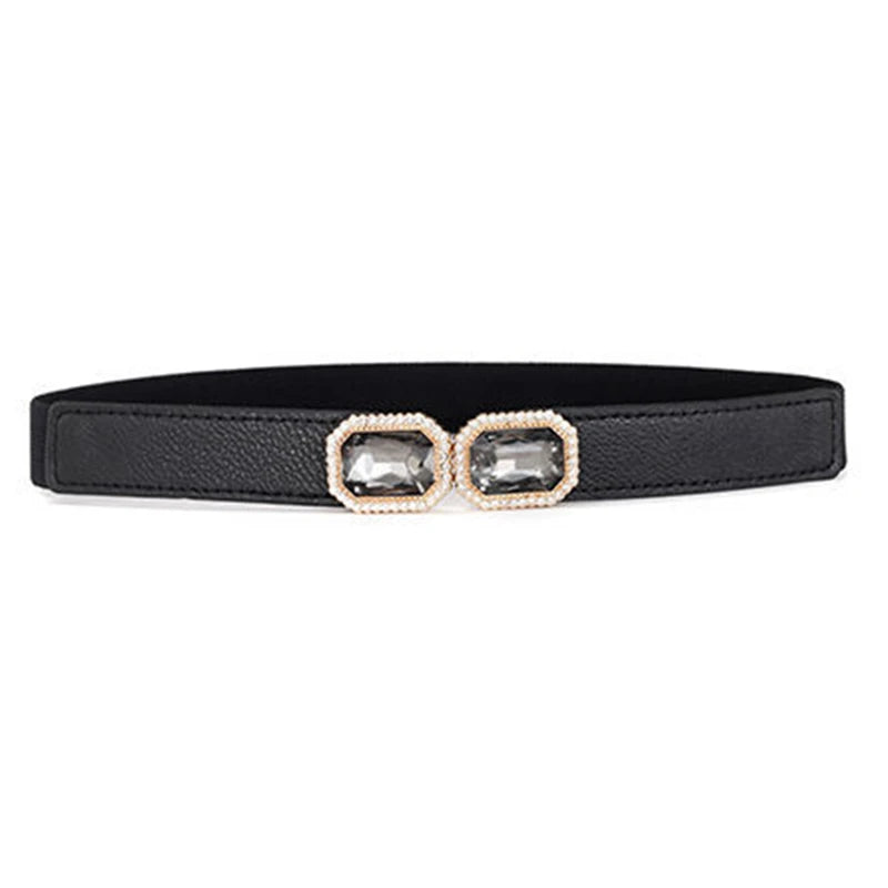 Thin Elastic Crystal Bow Waist Belt – 65cm Cinch Cummerband for Dresses