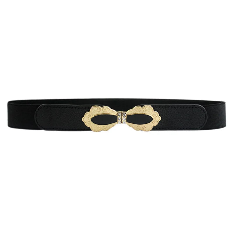 Thin Elastic Crystal Bow Waist Belt – 65cm Cinch Cummerband for Dresses