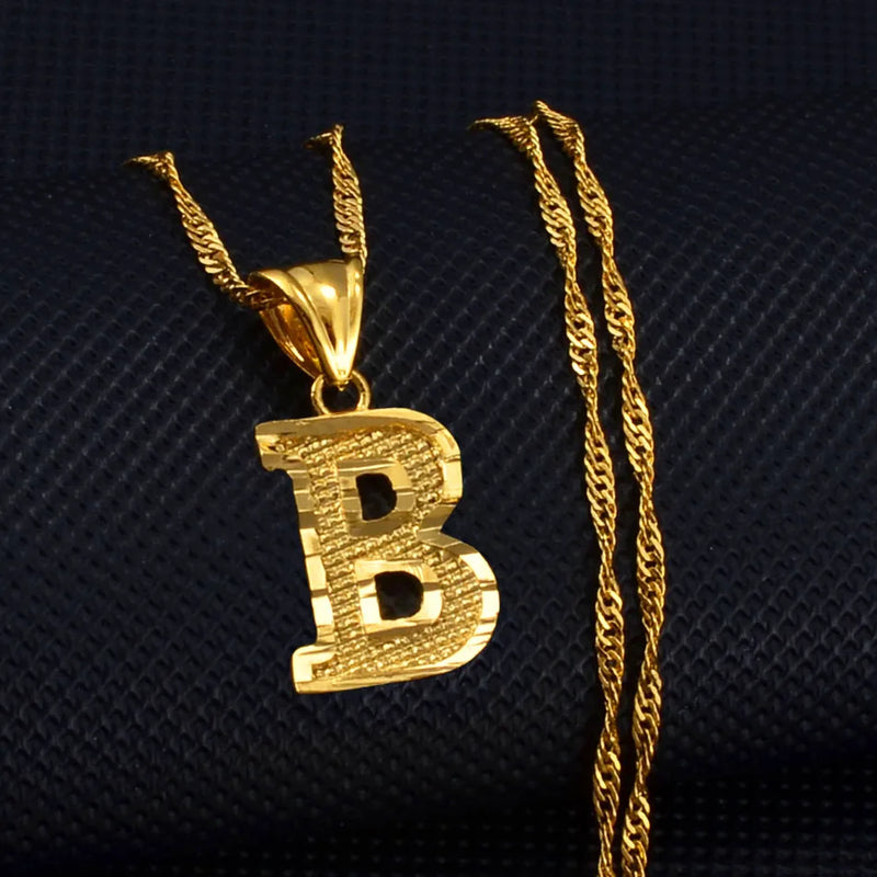 A–Z Initial Pendant Necklace – Gold Thin Chain