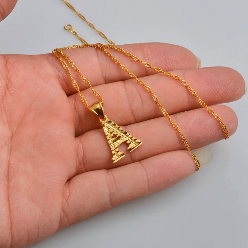 A–Z Initial Pendant Necklace – Gold Thin Chain