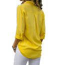 Chiffon Asymmetrical Blouse – Oversized Long Sleeve Button-Up for Workwear