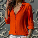 Chiffon Asymmetrical Blouse – Oversized Long Sleeve Button-Up for Workwear