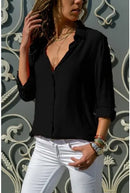 Chiffon Asymmetrical Blouse – Oversized Long Sleeve Button-Up for Workwear