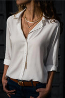 Chiffon Asymmetrical Blouse – Oversized Long Sleeve Button-Up for Workwear