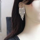Crystal Heart Rhinestone Tassel Earrings – Elegant Drop Dangles