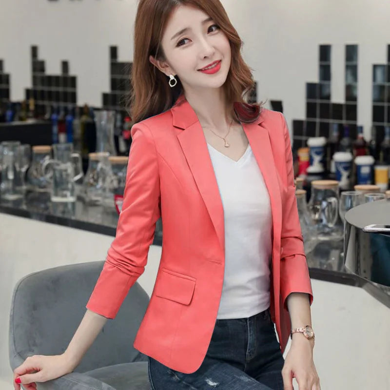 Slim Fit Single-Button Red Blazer