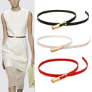 Slim PU Leather Waist Belt – Adjustable Metal Buckle for Dresses & Coats