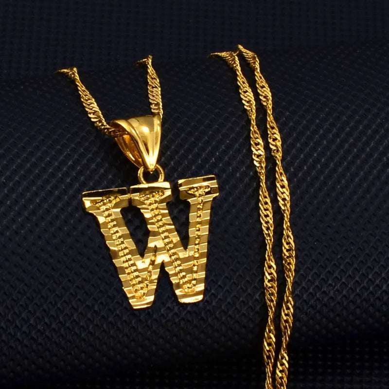 A–Z Initial Pendant Necklace – Gold Thin Chain
