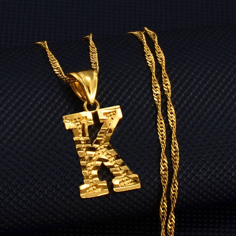 A–Z Initial Pendant Necklace – Gold Thin Chain