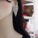 Crystal Heart Rhinestone Tassel Earrings – Elegant Drop Dangles