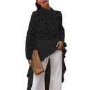 Asymmetrical Lace Blouse – Long Sleeve Guipure Top with Stand Collar