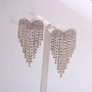 Crystal Heart Rhinestone Tassel Earrings – Elegant Drop Dangles