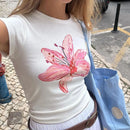 Y2K Cherry Print Baby Tee