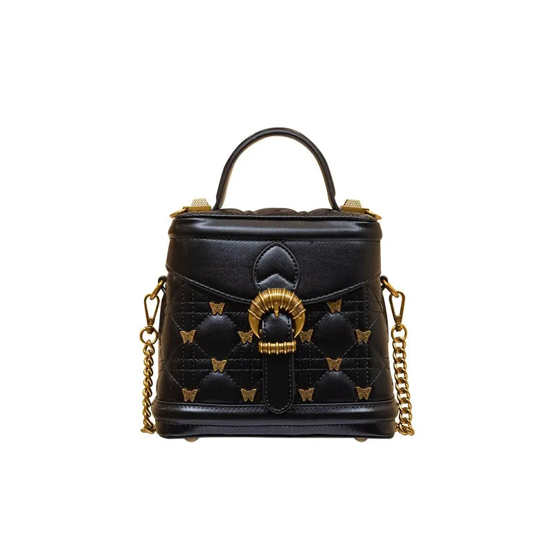 2024 Genuine Leather Bucket Handbag – Designer Shoulder Crossbody