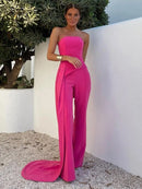 Rose Red Chest-Wrap Top & Pant Set