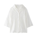 Women’s Summer Tie-Dye Lapel Shirt – Loose Fit Retro Casual Long Sleeve