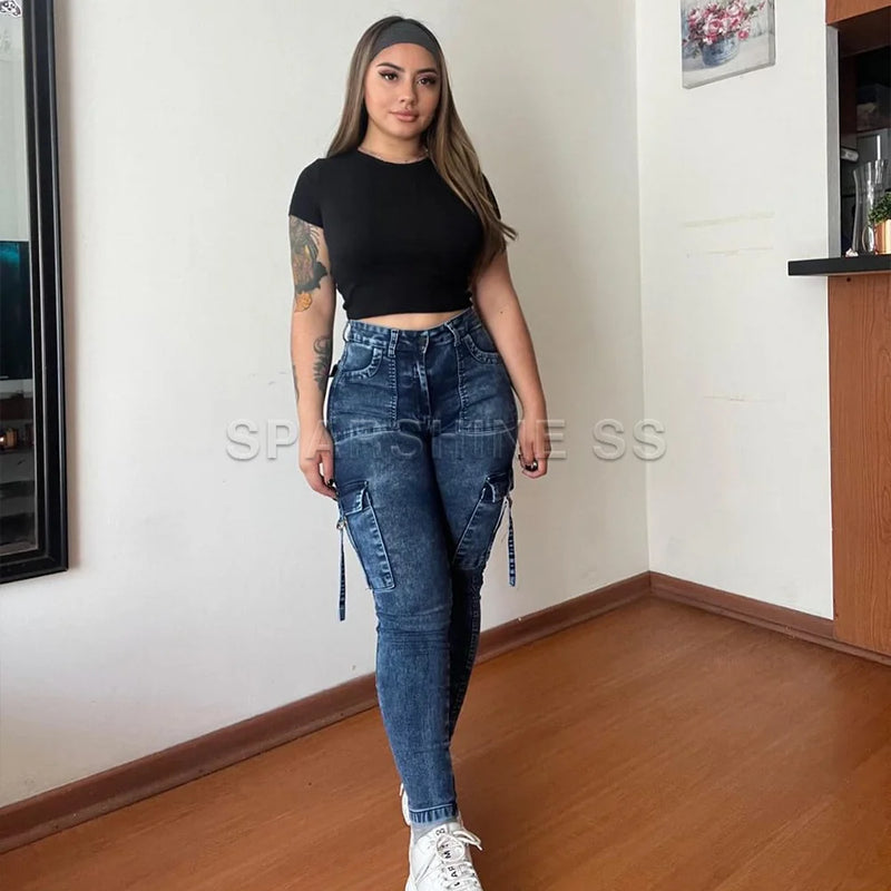 Y2K Vintage Skinny Cargo Jeans