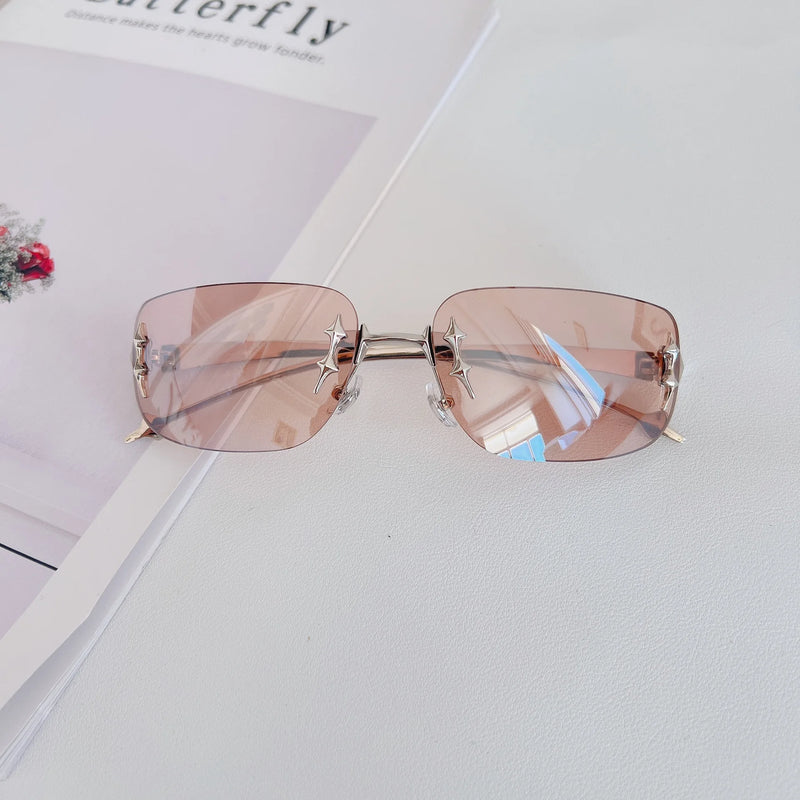 Y2K Rimless Futuristic Sunglasses – Korean Tech-Style Shades