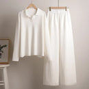 Cozy Knit Polo Sweater & Wide-Leg Set