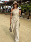 Irregular Cross-Strap Ruffle Tank