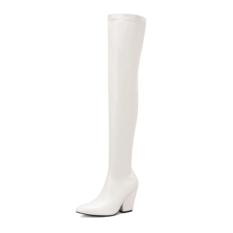 Over-the-Knee Elastic Thigh High Wedge Boots – Party Style