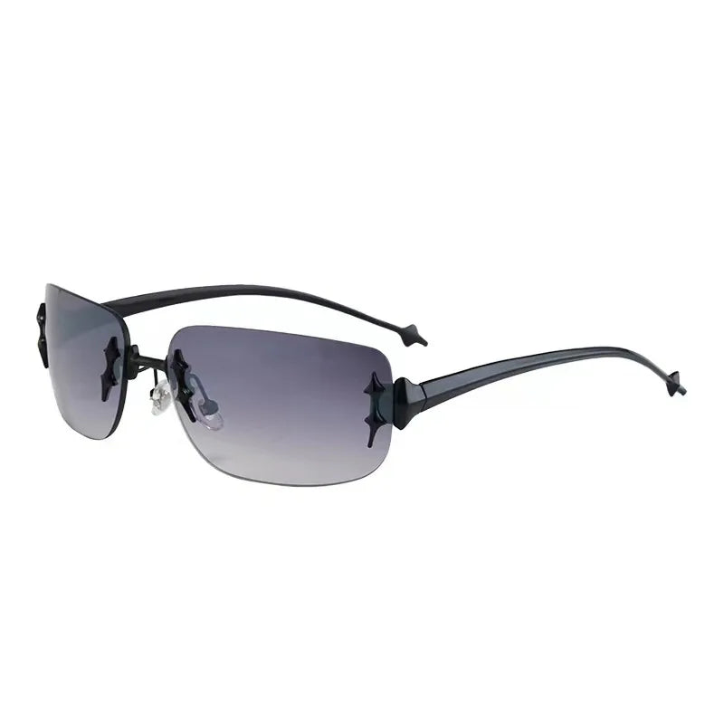 Y2K Rimless Futuristic Sunglasses – Korean Tech-Style Shades