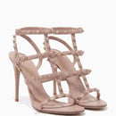 Rockstud Caged Leather Sandals – Colorful High Heel Stilettos
