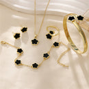 5-Piece Enamel Plum Blossom Jewelry Set – Necklace, Earrings & Bracelet