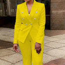 Double Breasted Yellow Blazer & Pant Suit