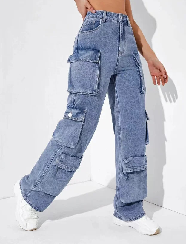 Minimalist Multi-Pocket Loose Work Jeans