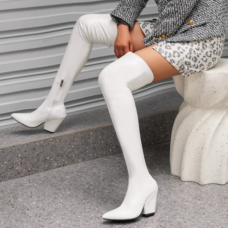 Over-the-Knee Elastic Thigh High Wedge Boots – Party Style