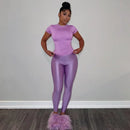 Sporty Crop Top & Silky Leggings Set