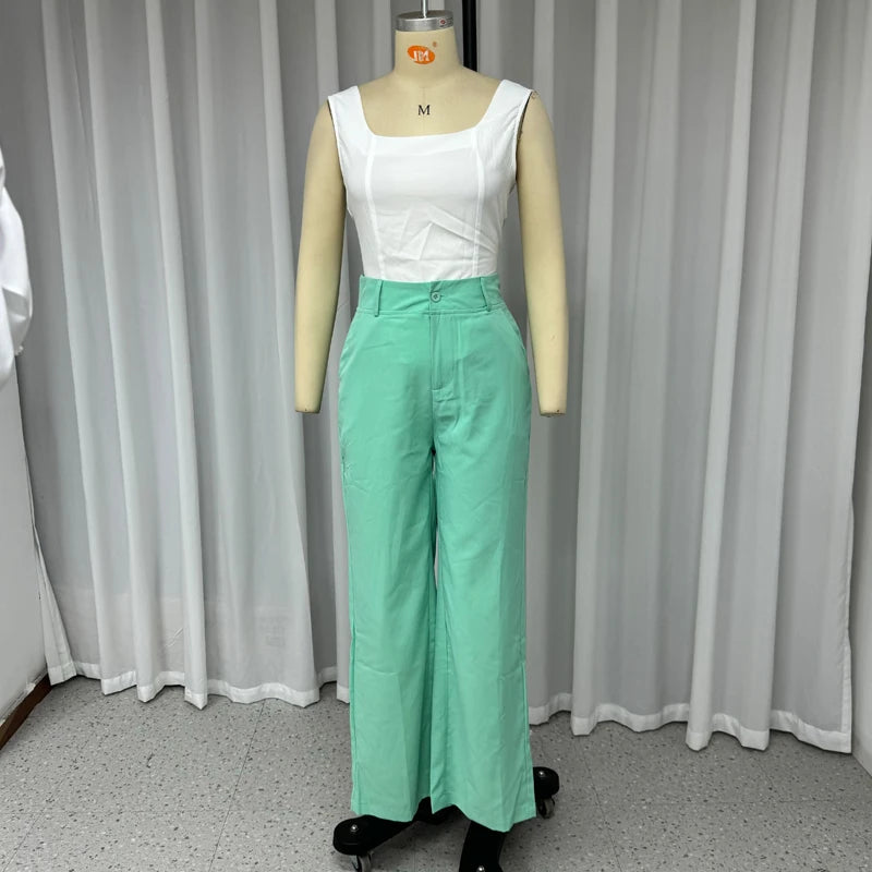 Square Neck Backless Vest & Wide-Leg Set