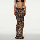 Sheer Leopard Print Slim Fit Maxi Skirt