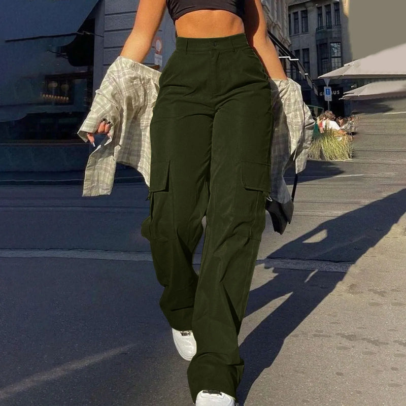 High-Waist Twill Streetwear Chinos