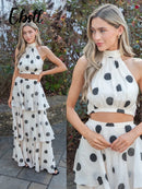 Polka Dot Ruffle Crop & Skirt Set