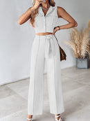 Sleeveless V-Neck Vest & Trouser Set