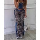High Waist Leopard Print Baggy Jeans